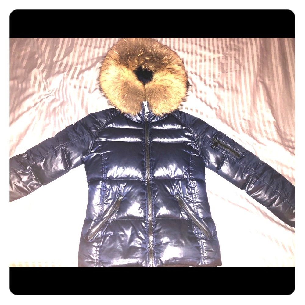Girls Navy Blue w/ Real Fur Hood- SAM Coat Size 12